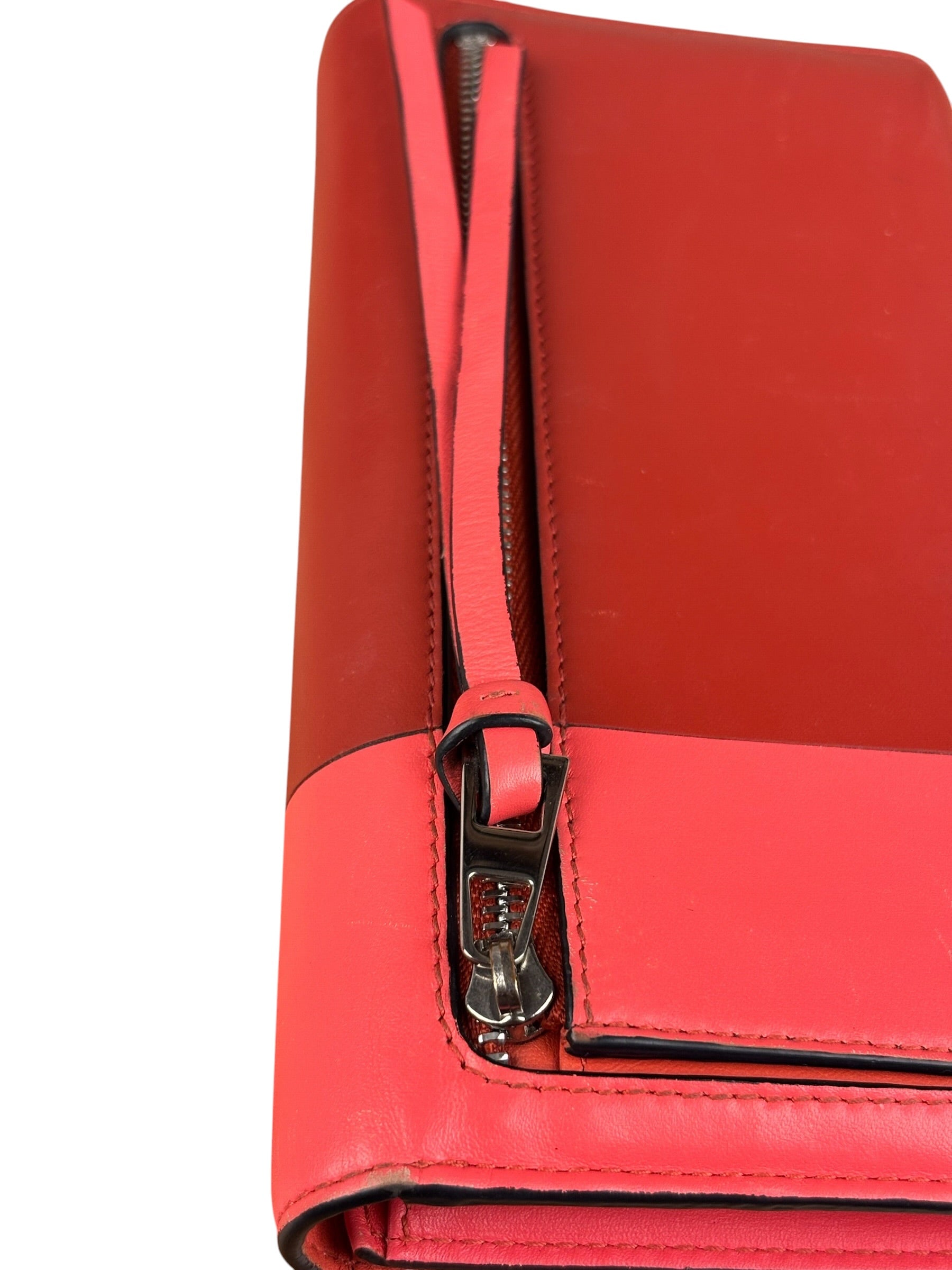 Loewe Red/Pink Leather Trifold Long Wallet