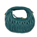 Miu Miu Dark Green Nappa Leather Wander Matelasse Micro Hobo Bag