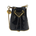 Prada Black Patent Leather Mini Chain Pouch