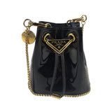Prada Black Patent Leather Mini Chain Pouch