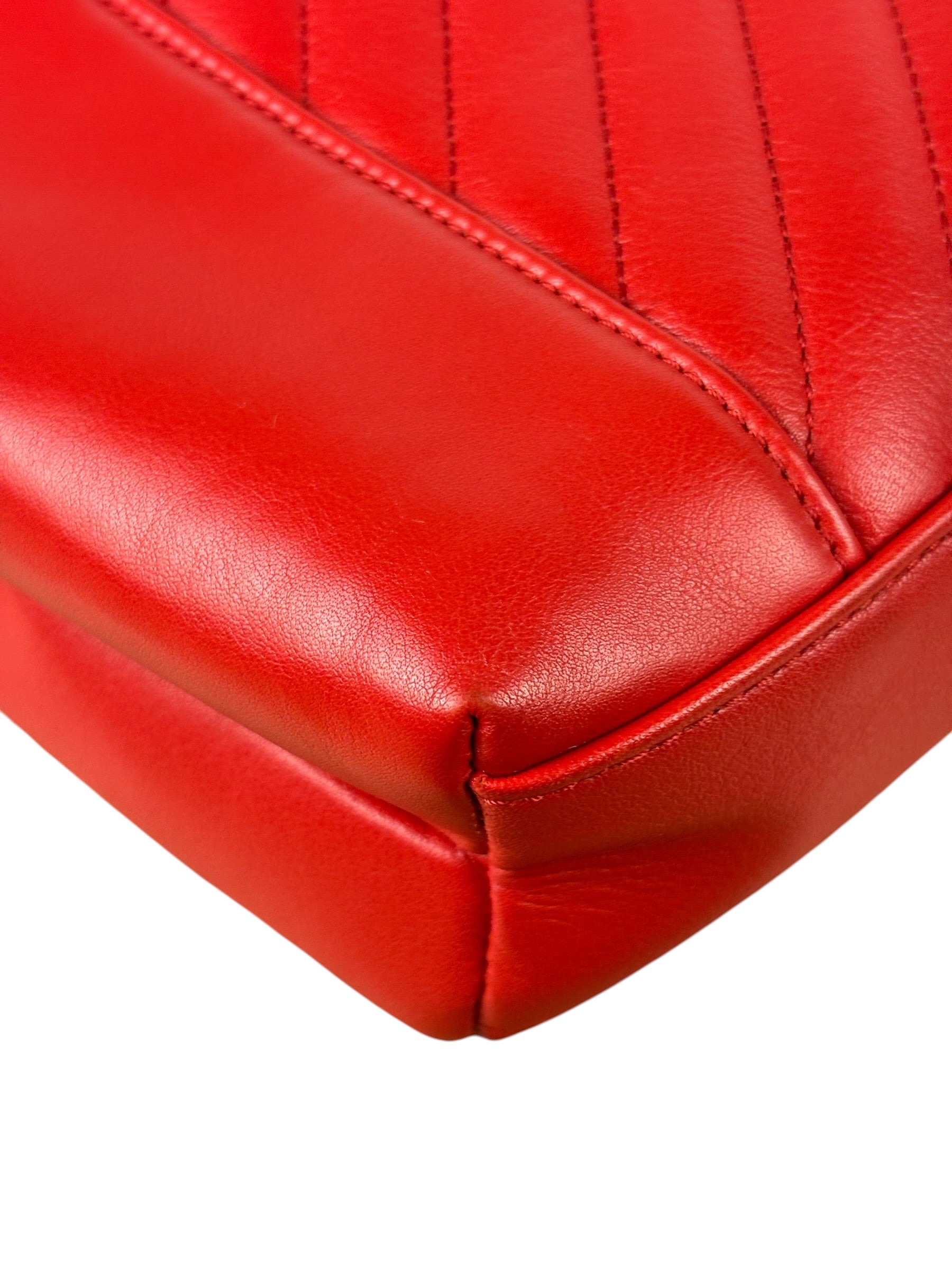 Chanel Red Chevron Leather Flap Bag 2019