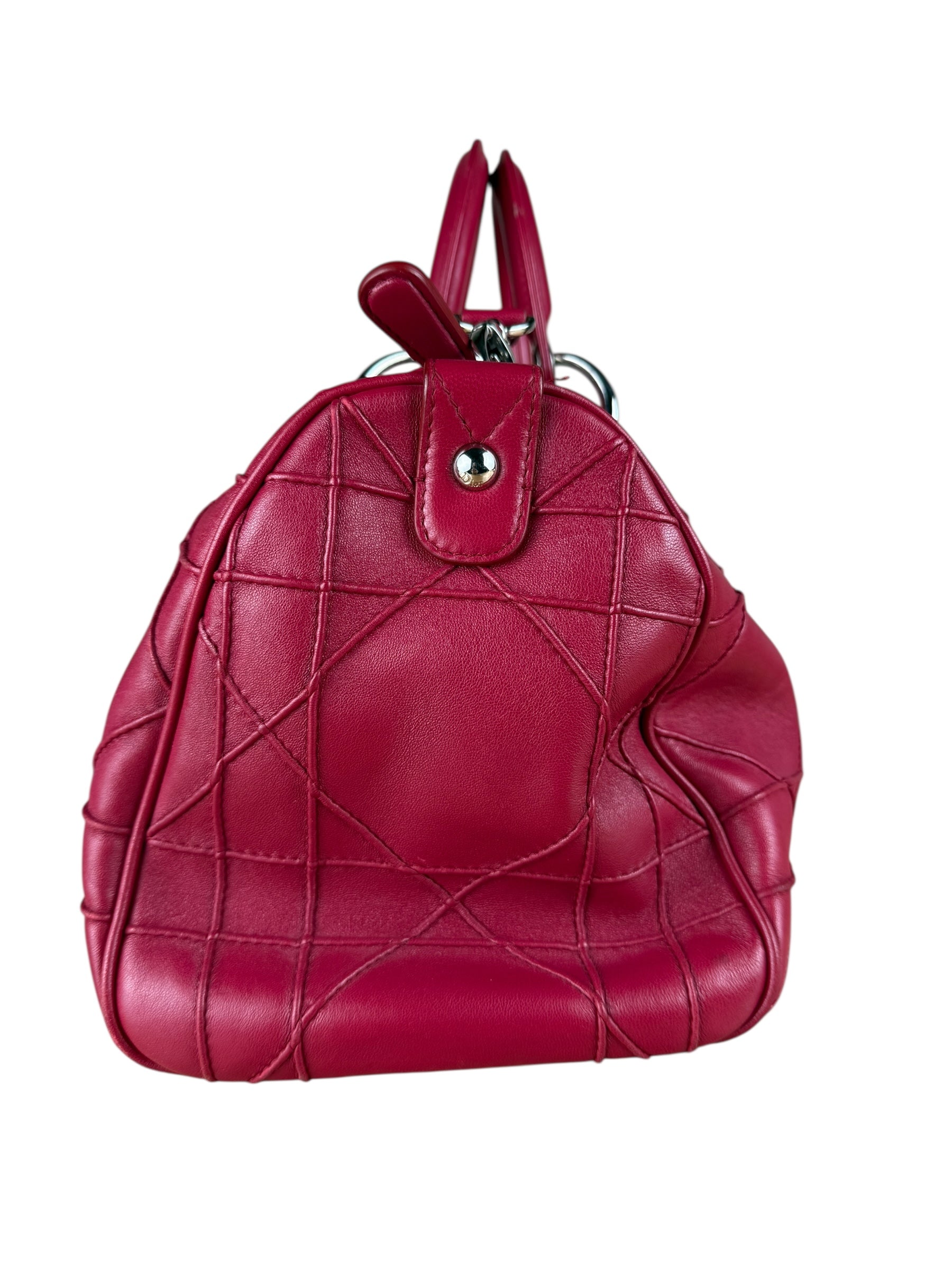 Christian Dior Red Granville Cannage 2Way Handbag