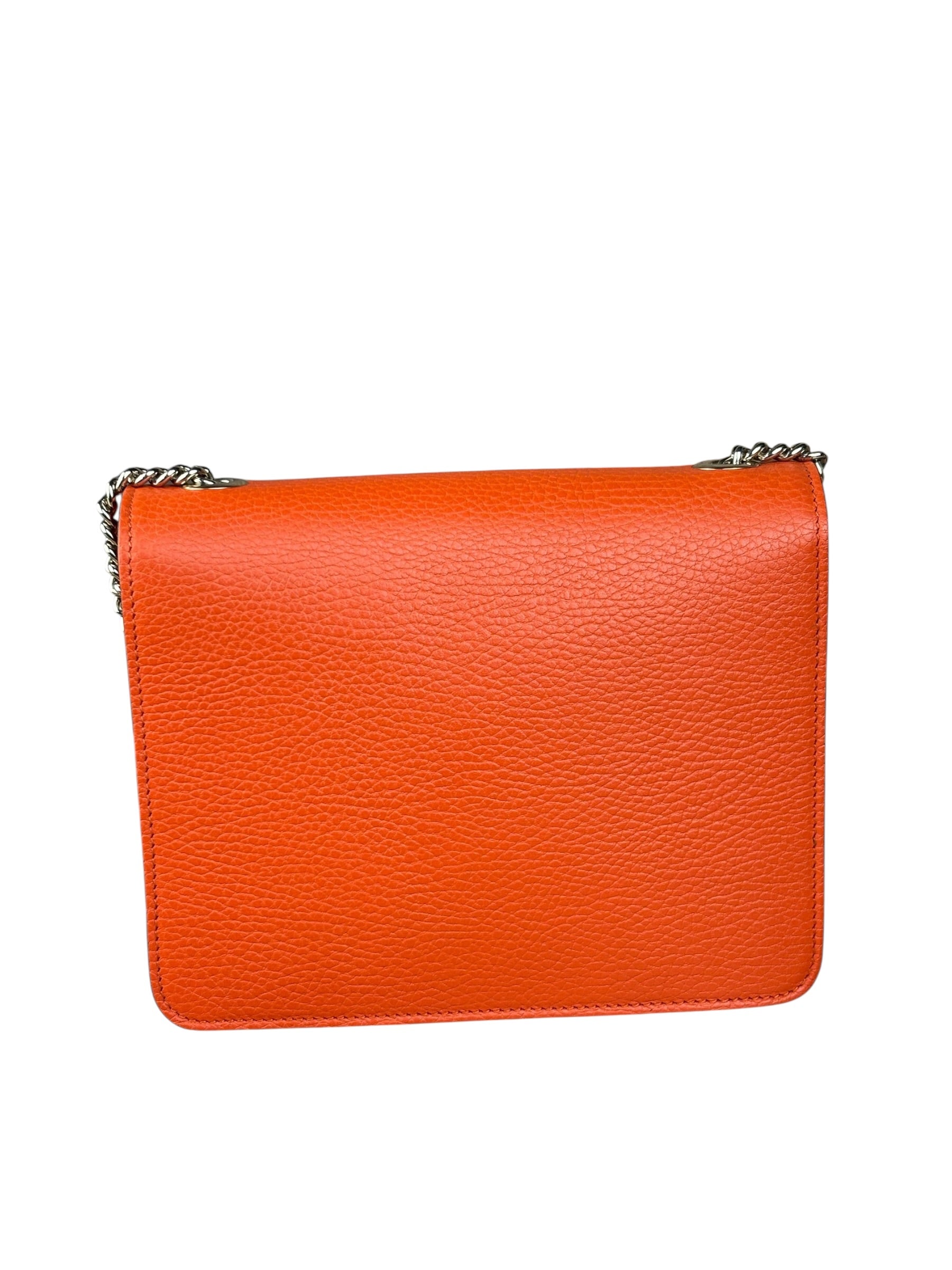 Gucci Orange Leather G Dollar Interlocking Small Shoulder Bag