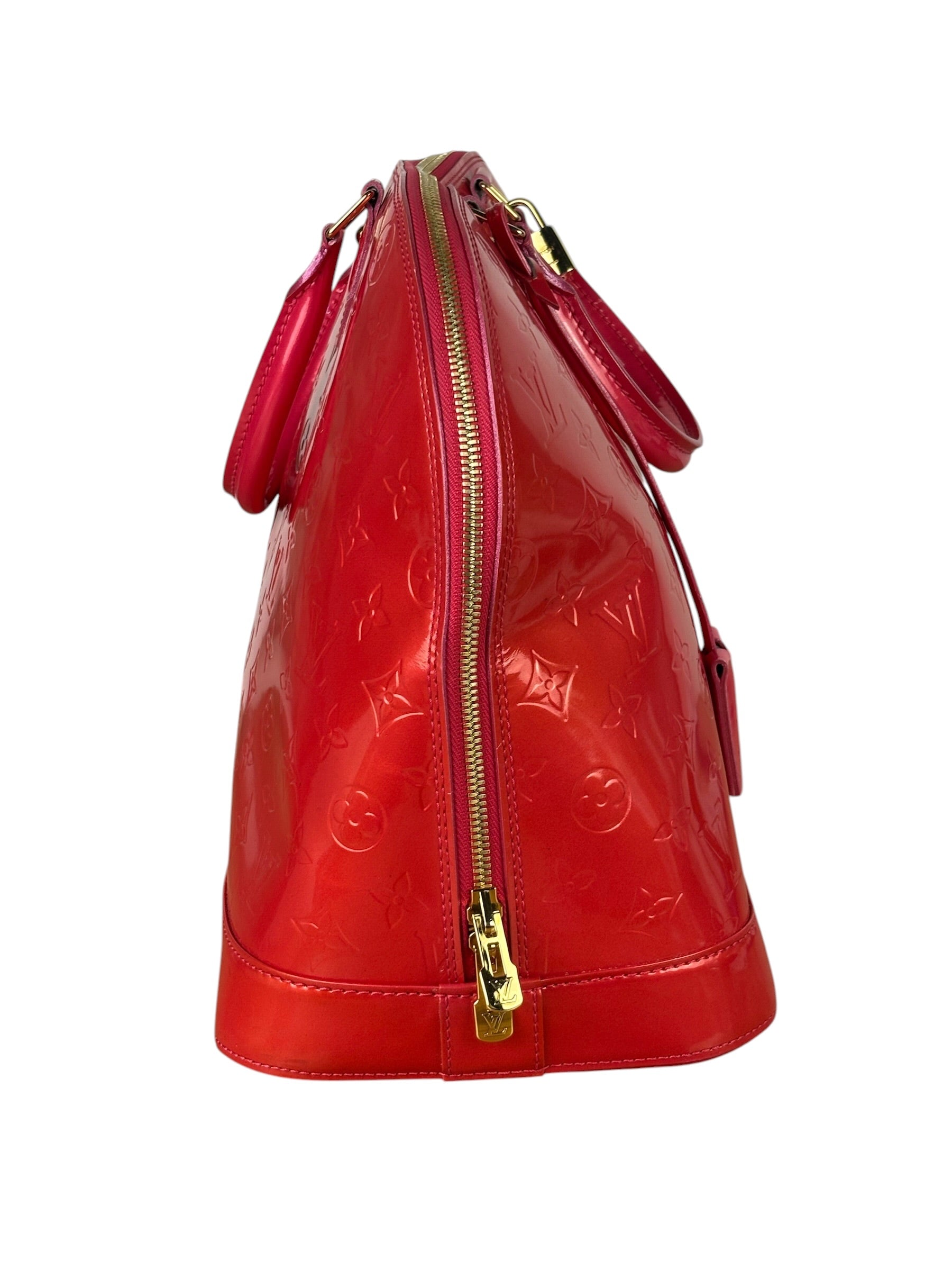 Louis Vuitton Apple Red Vernis Alma Handbag GM