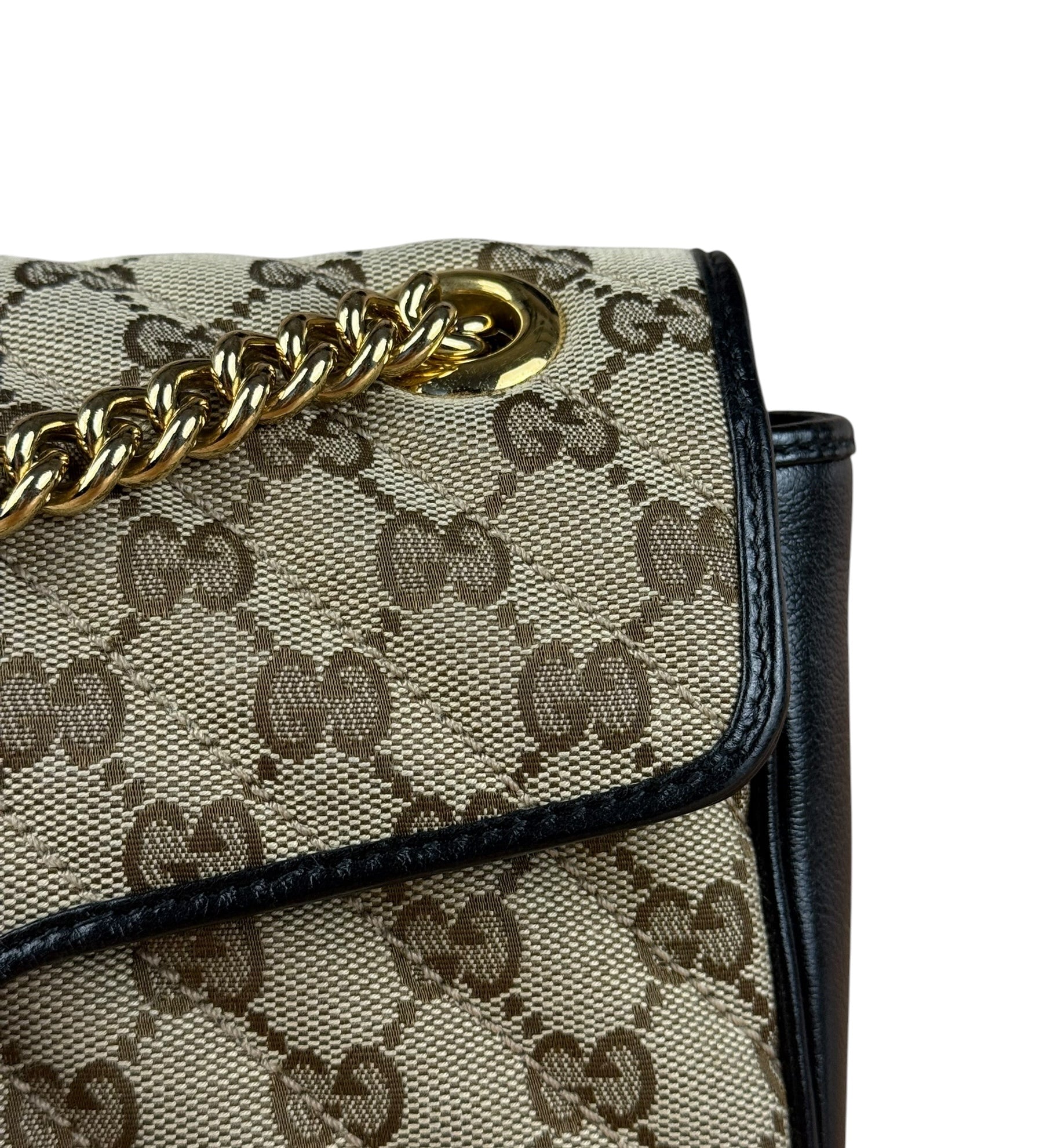 Gucci Beige/Black GG Marmont Shoulder Bag