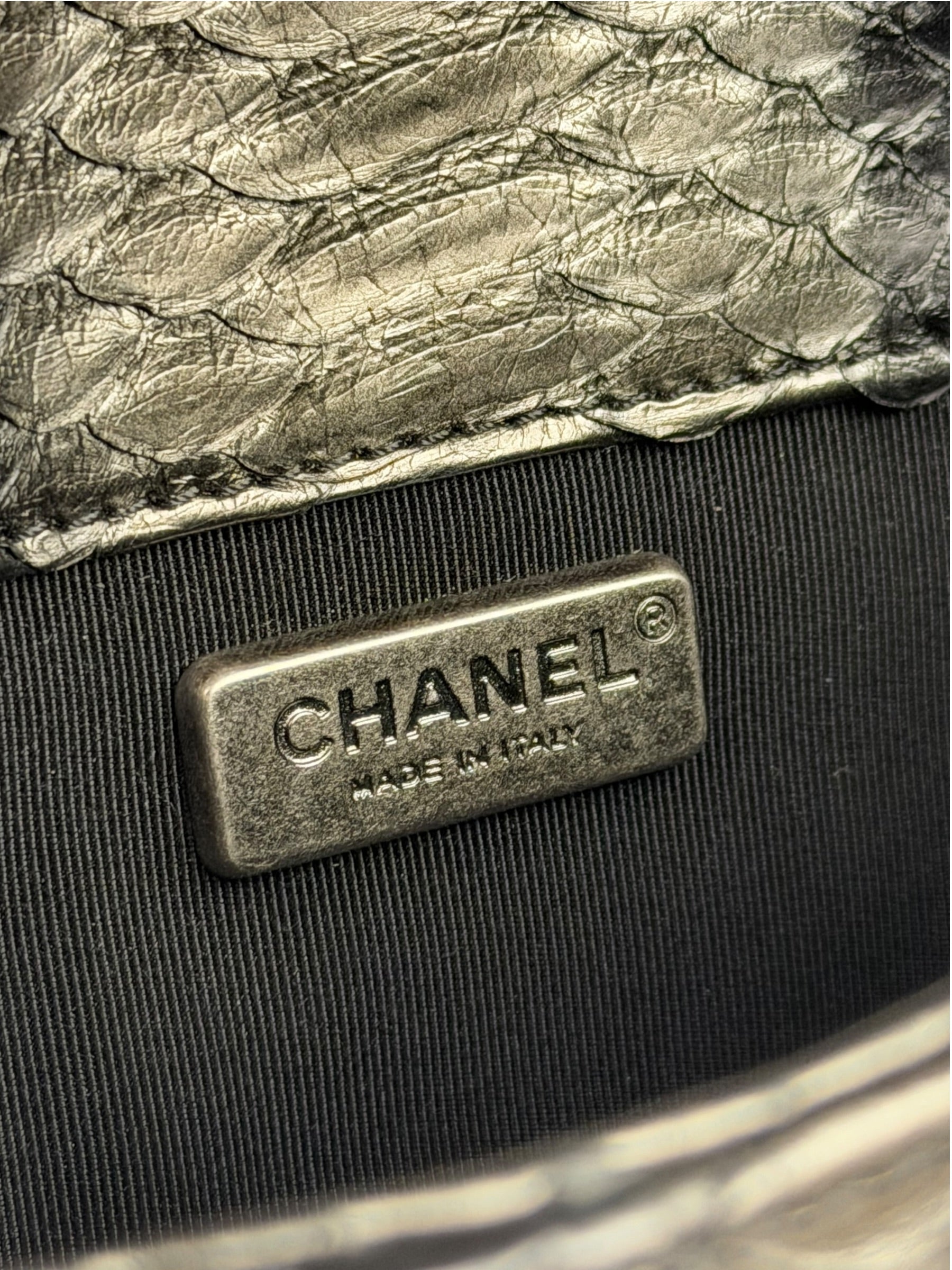 Chanel Black Python Leather Kiss-Lock Flap Bag 2015