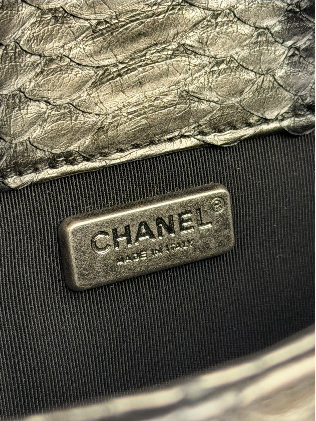 Chanel Black Python Leather Kiss-Lock Flap Bag 2015