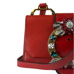 Miu Miu Red Leather Lady Jeweled Flap Bag