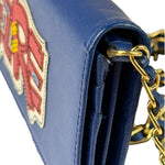 Prada Blue Saffiano Leather Fire Flap Wallet On Chain
