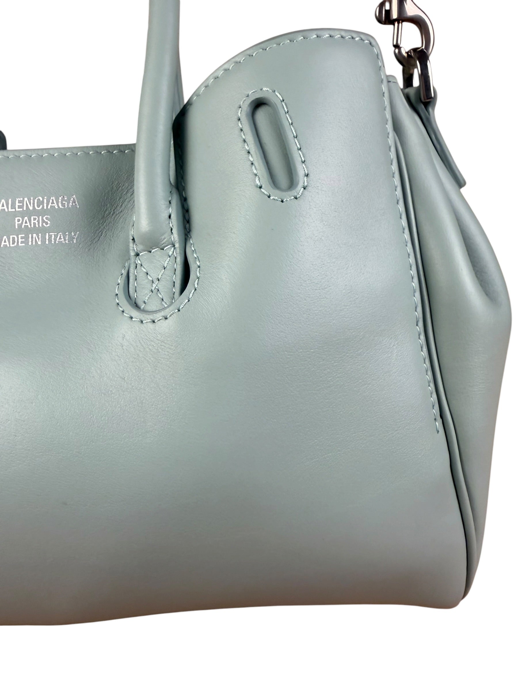 Balenciaga Blue Leather Mini Bel Air Carry All Two-Way Bag