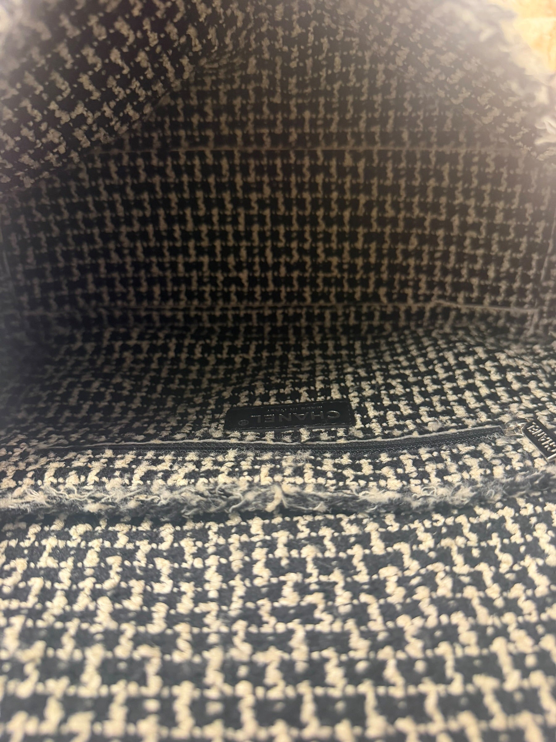 Chanel Cream Lambskin Funny Tweed Flap Bag 2009