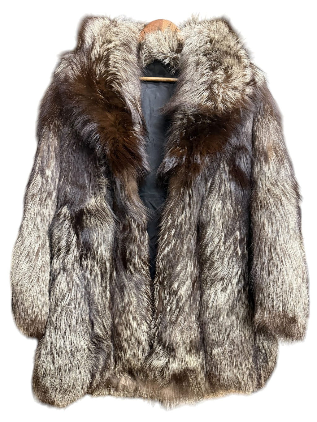 Vintage Saga Brown/White Ranched Fox Fur Coat