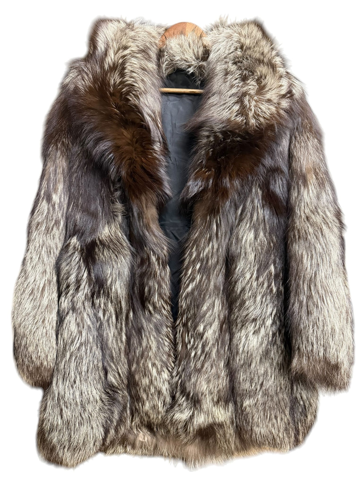 Vintage Saga Brown/White Ranched Fox Fur Coat