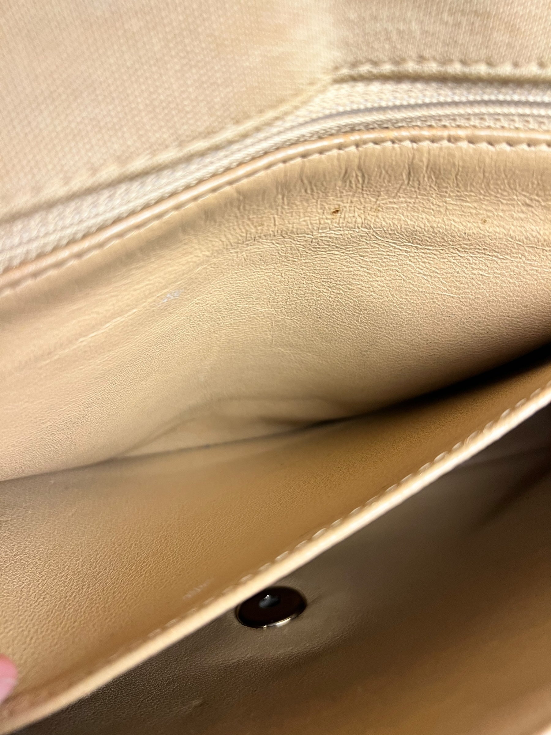 Chanel Vintage Beige Jersey Quilted Classic Flap Bag