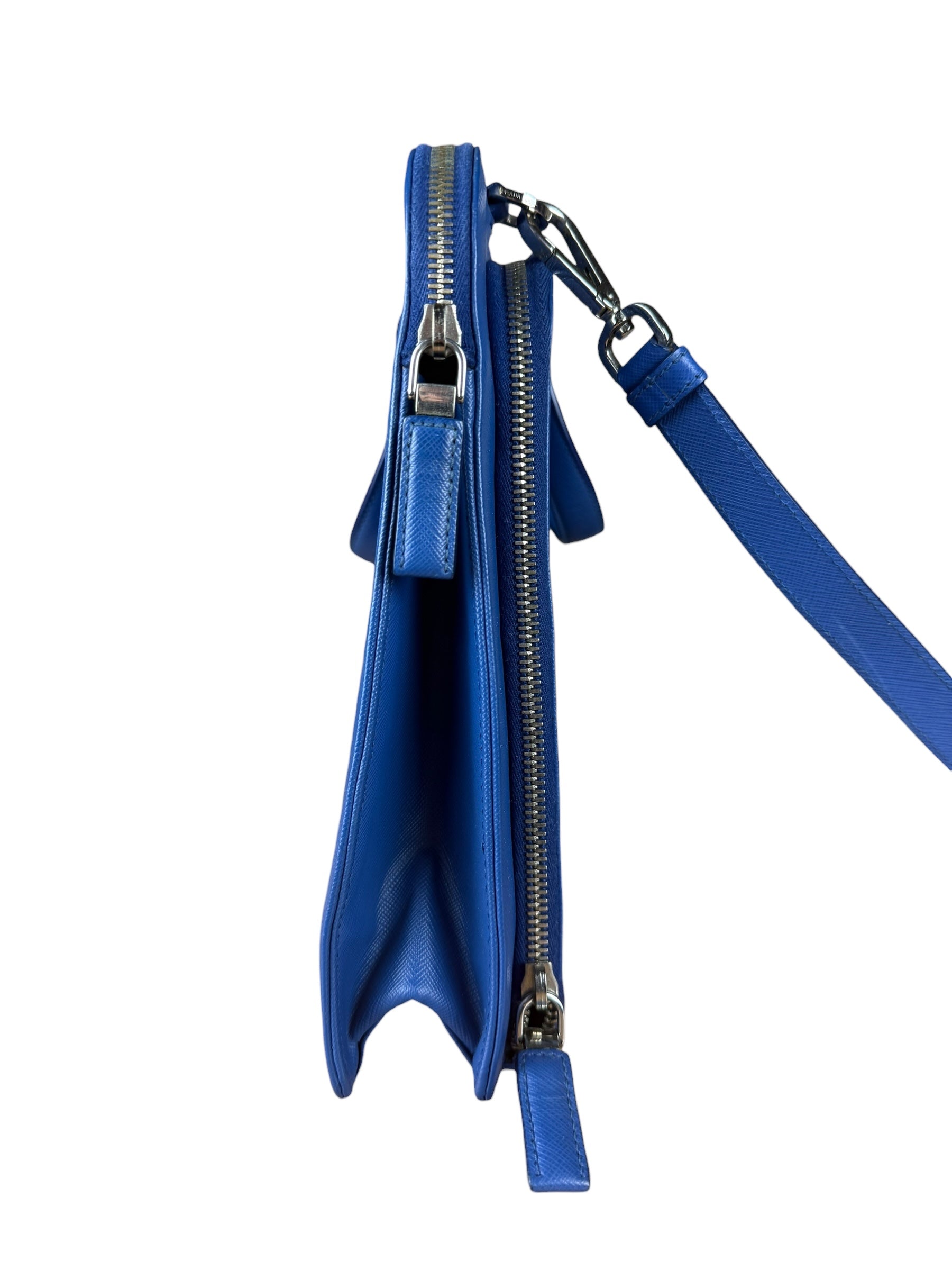 Prada Blue Saffiano Leather 2Way Briefcase Bag