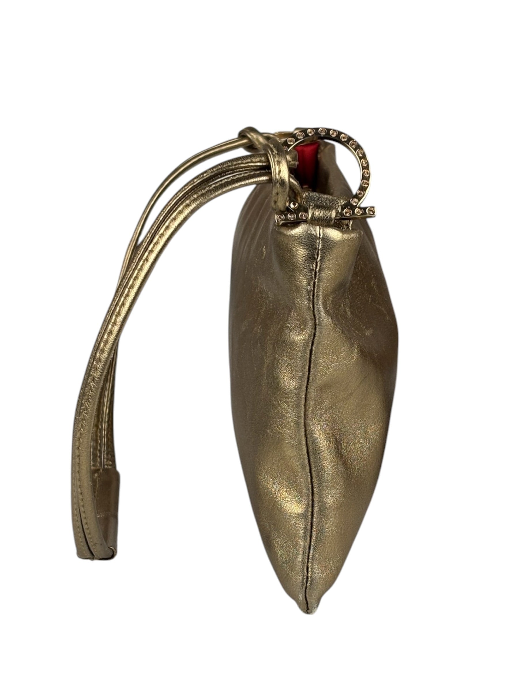 Salvatore Ferragamo Metallic Gold Gancini Shoulder Bag