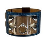 Hermes Blue Alligator Collier De Chien Bracelet