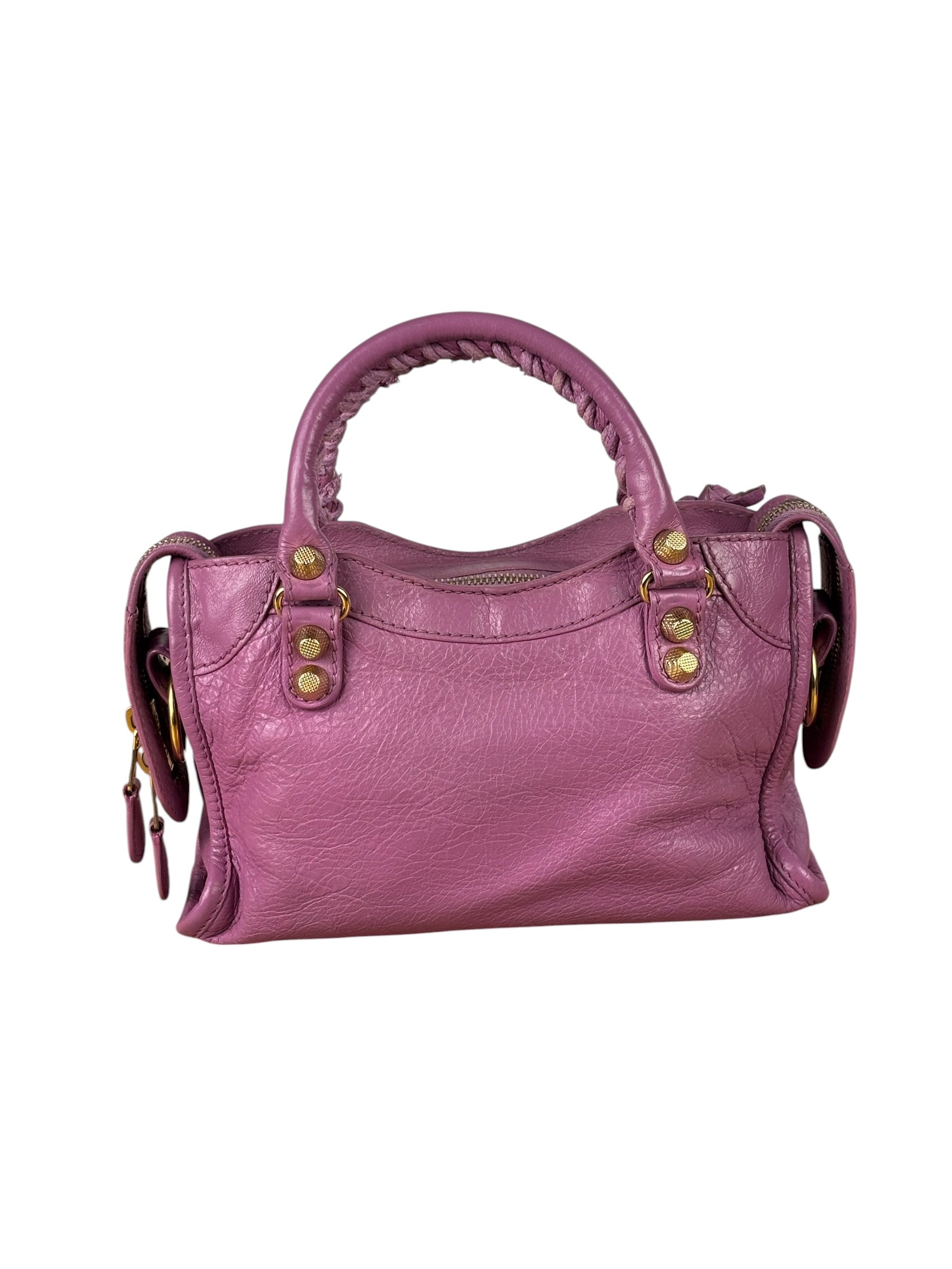 Balenciaga Purple Leather Velo Moto Two-Way Bag
