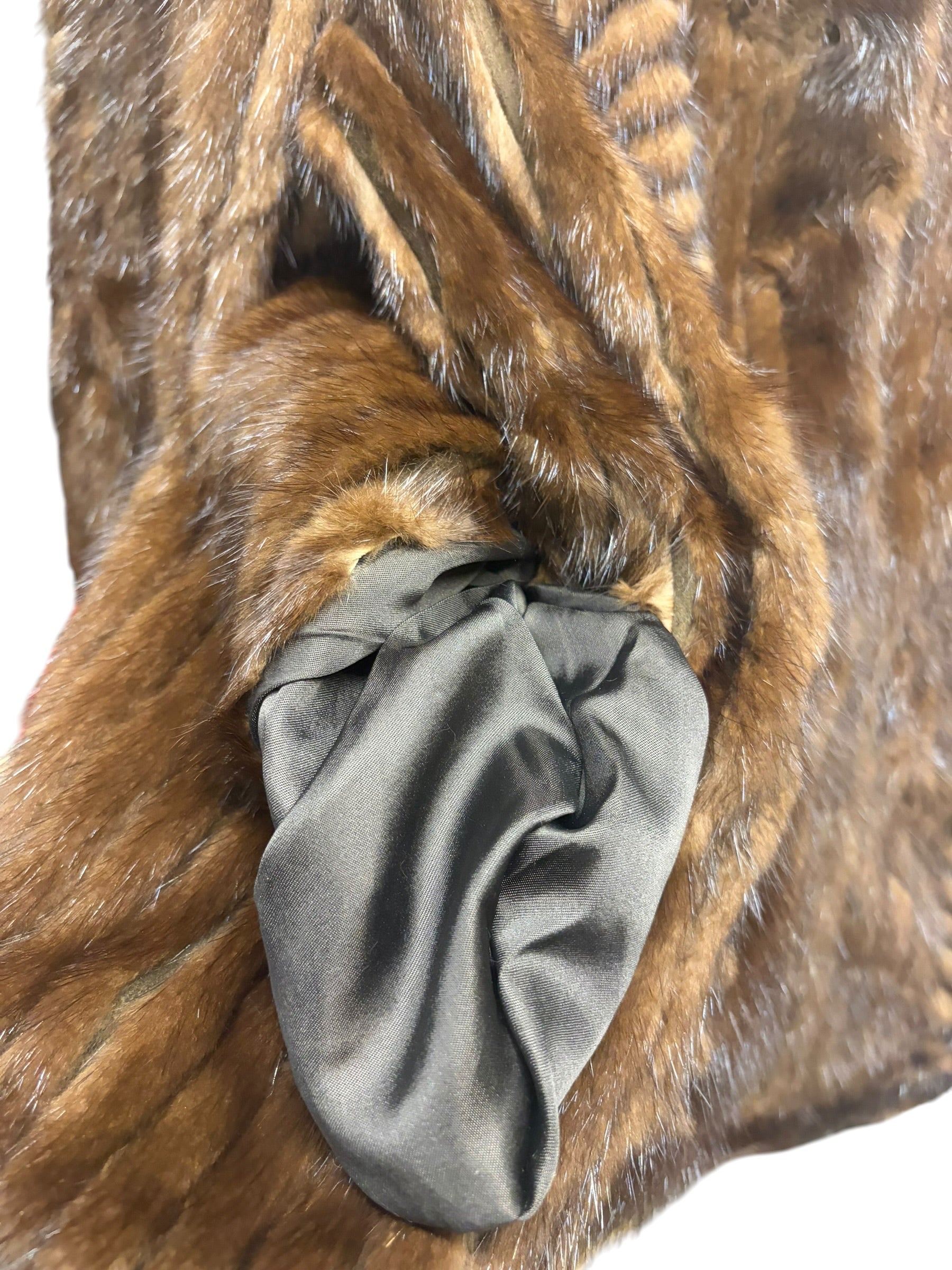Vintage Chocolate Brown Mink Stripped Fur Coat