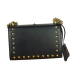 Gucci Small Pearl Studded Leather Padlock Crossbody Black