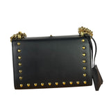 Gucci Small Pearl Studded Leather Padlock Crossbody Black