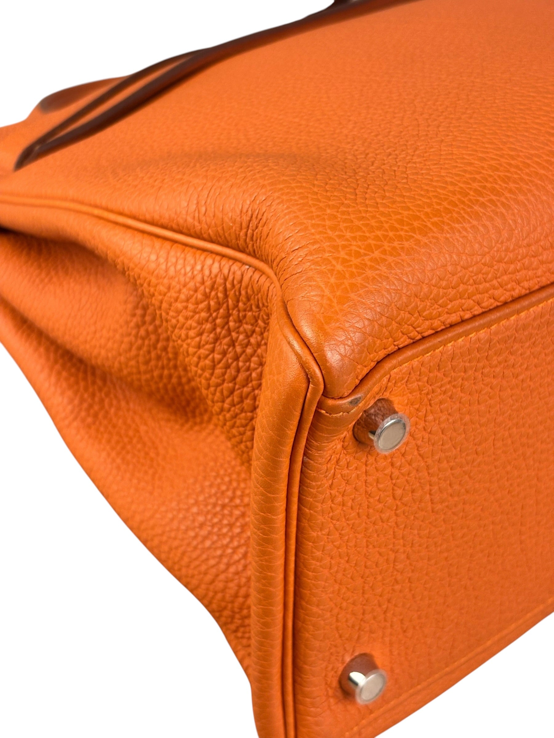 Hermes 2011 Orange Togo Leather Palladium Kelly 35