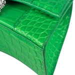 Balenciaga Fluo Green Crocodile Embossed Hourglass XS Two-Way Bag