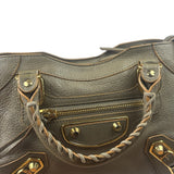 Balenciaga Gris Taupe Leather Mini Metallic Edge City Two-Way Bag