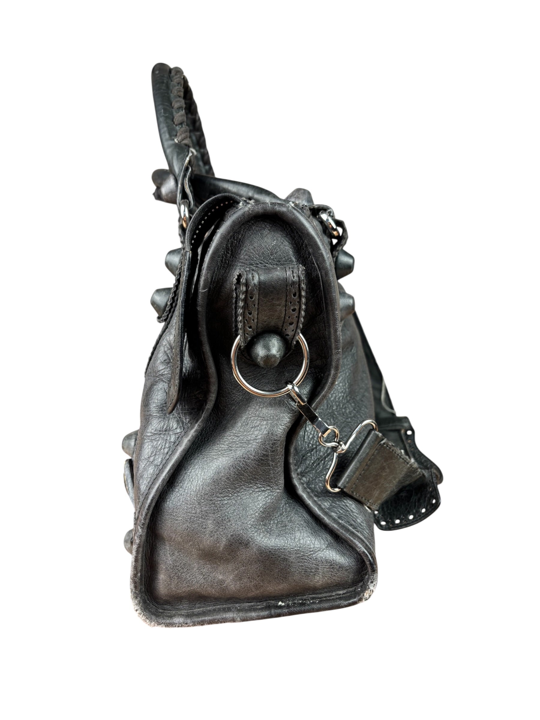 Balenciaga Dark Grey Covered Brogues City Bag