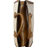 Miu Miu Beige/Brown Bicolor Leather Madras Handbag