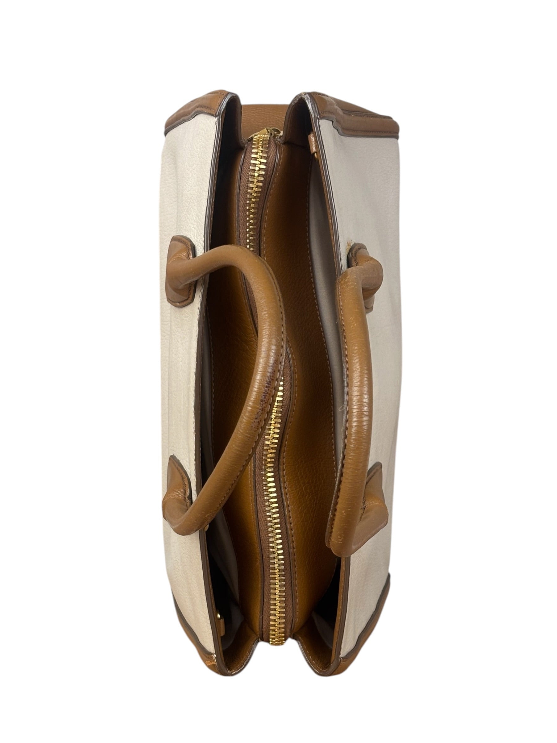 Miu Miu Beige/Brown Bicolor Leather Madras Handbag