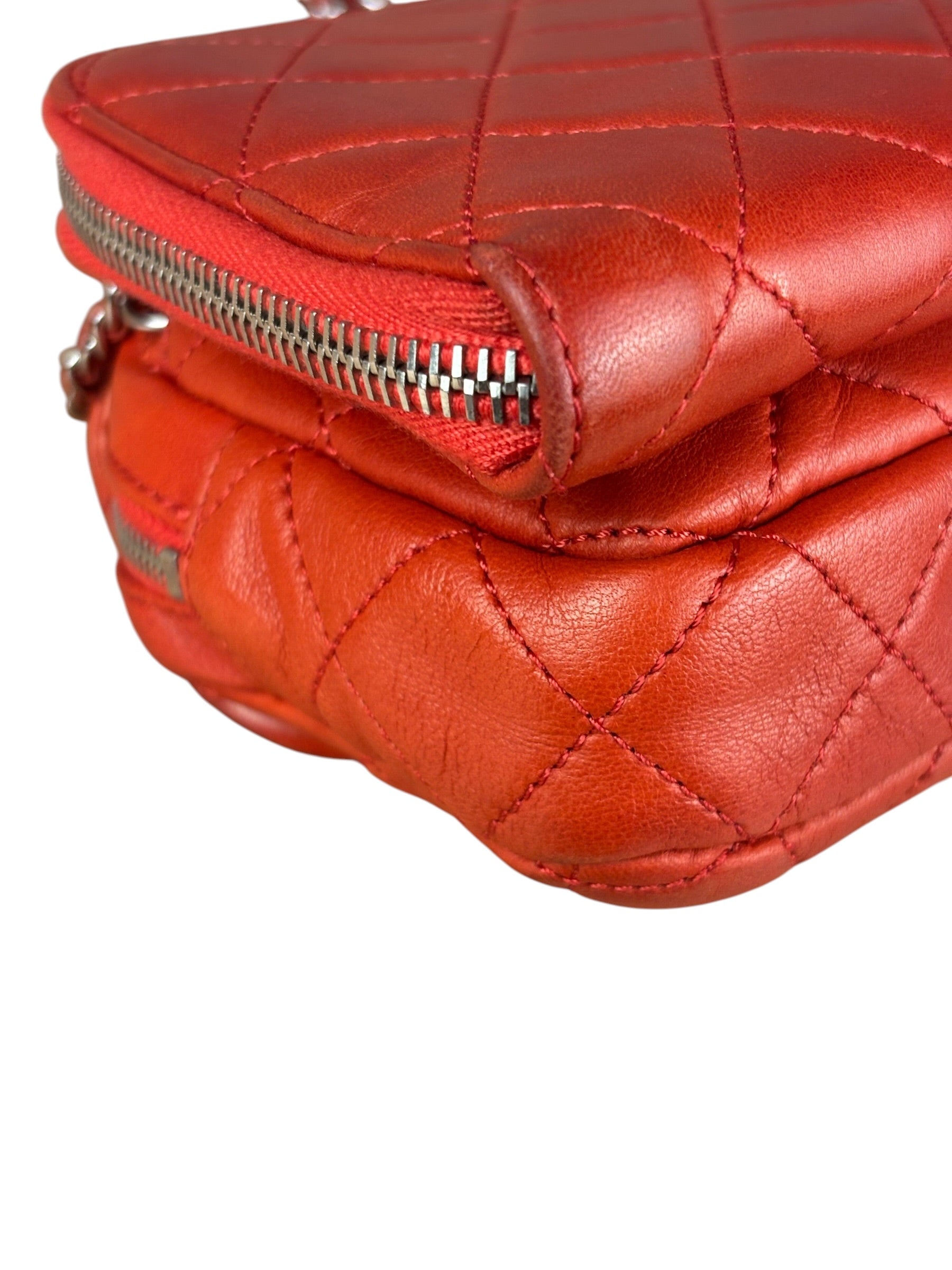 Chanel Red Quilted Mini Flap Wallet on Chain Bag 2011