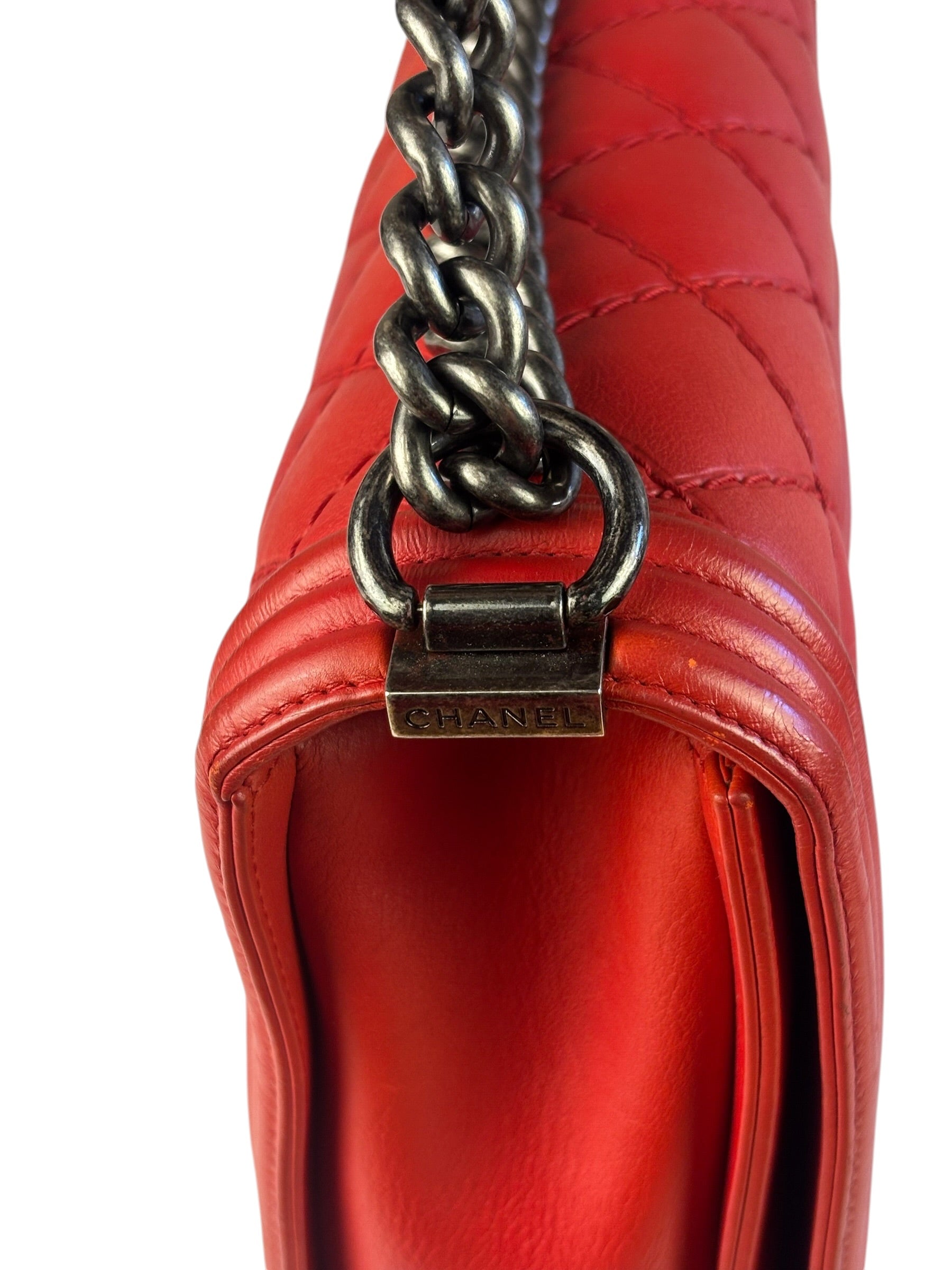 Chanel Red Quilted Leather Boy Flap Bag 2010