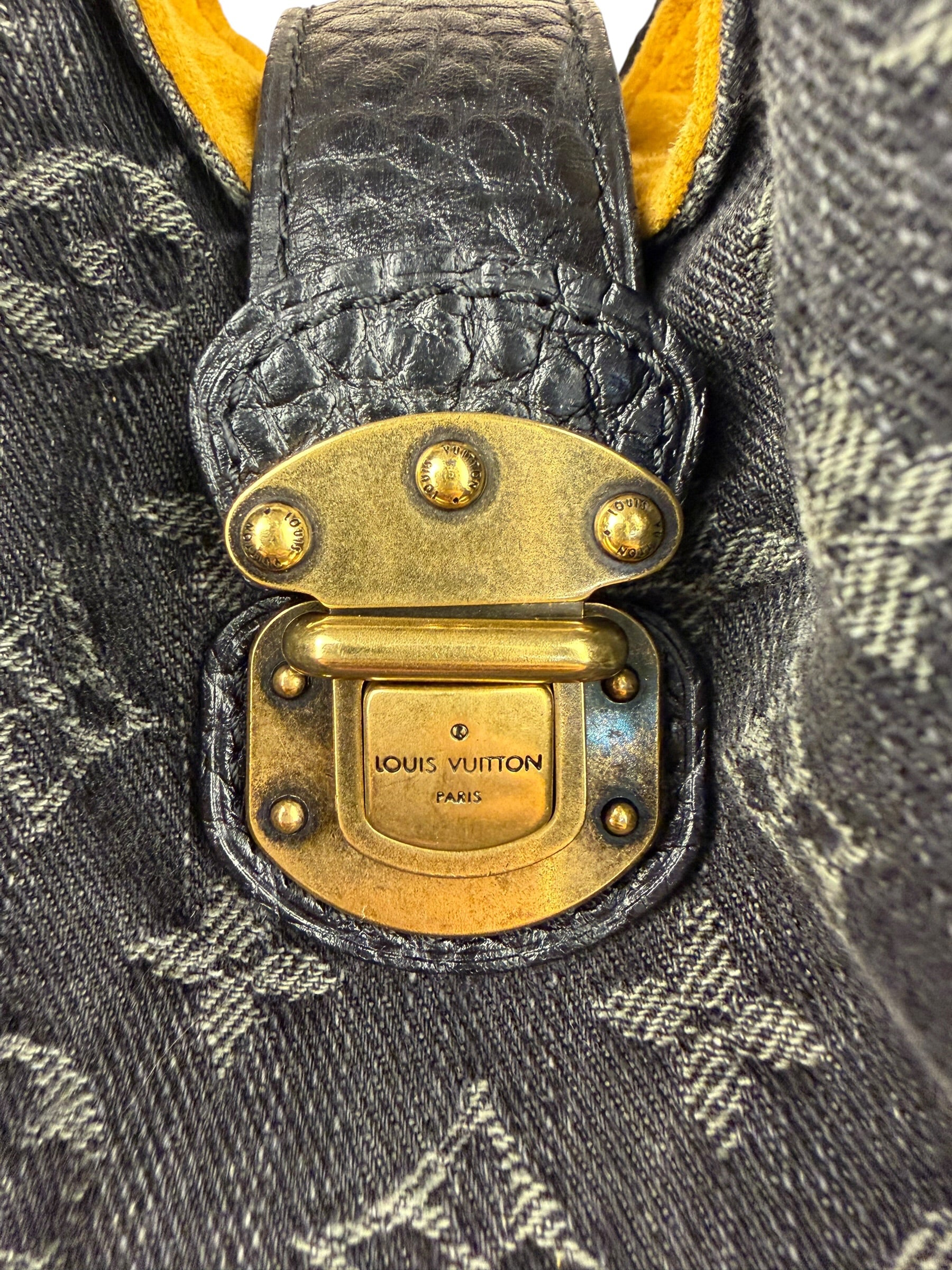 Louis Vuitton Black Denim Mahina Hobo Bag XL