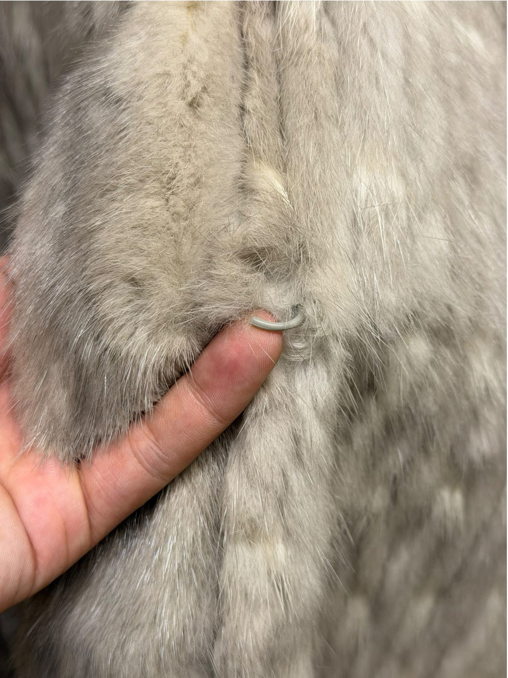Vintage Light Grey Vertical Striped Saga Mink Fur Coat