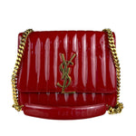 Saint Laurent Red Patent Vicky Chain Flap Bag