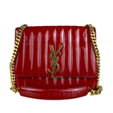 Saint Laurent Red Patent Vicky Chain Flap Bag