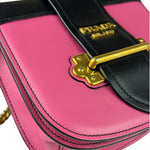 Prada Pink/Black Saffiano Leather Trim Small Cahier Crossbody Bag