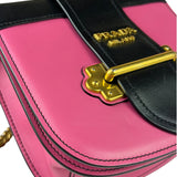 Prada Pink/Black Saffiano Leather Trim Small Cahier Crossbody Bag