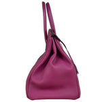Hermes 2013 Plum Clemence Leather Palladium Birkin 35