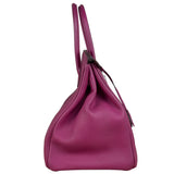 Hermes 2013 Plum Clemence Leather Palladium Birkin 35
