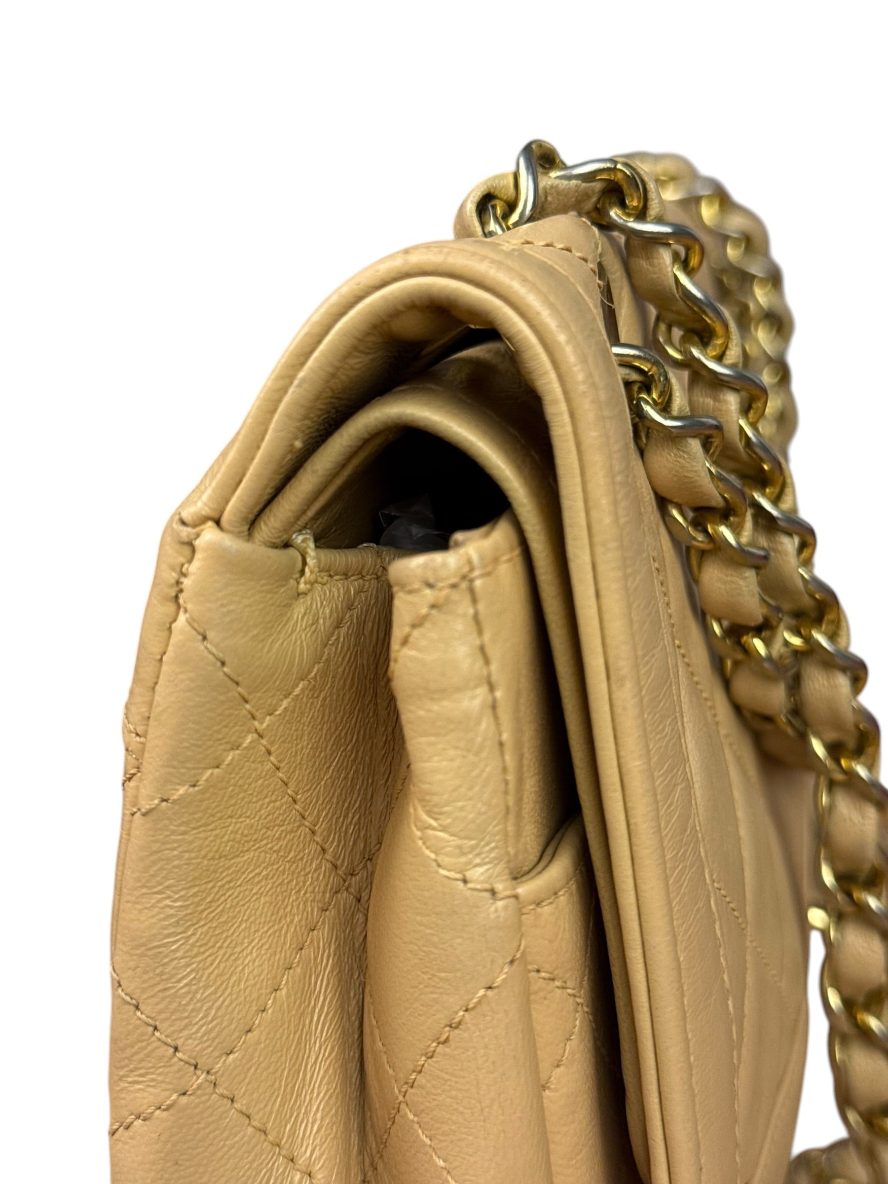 Chanel Beige Quilted Leather Two-Toned Double Flap Bag '94-'96