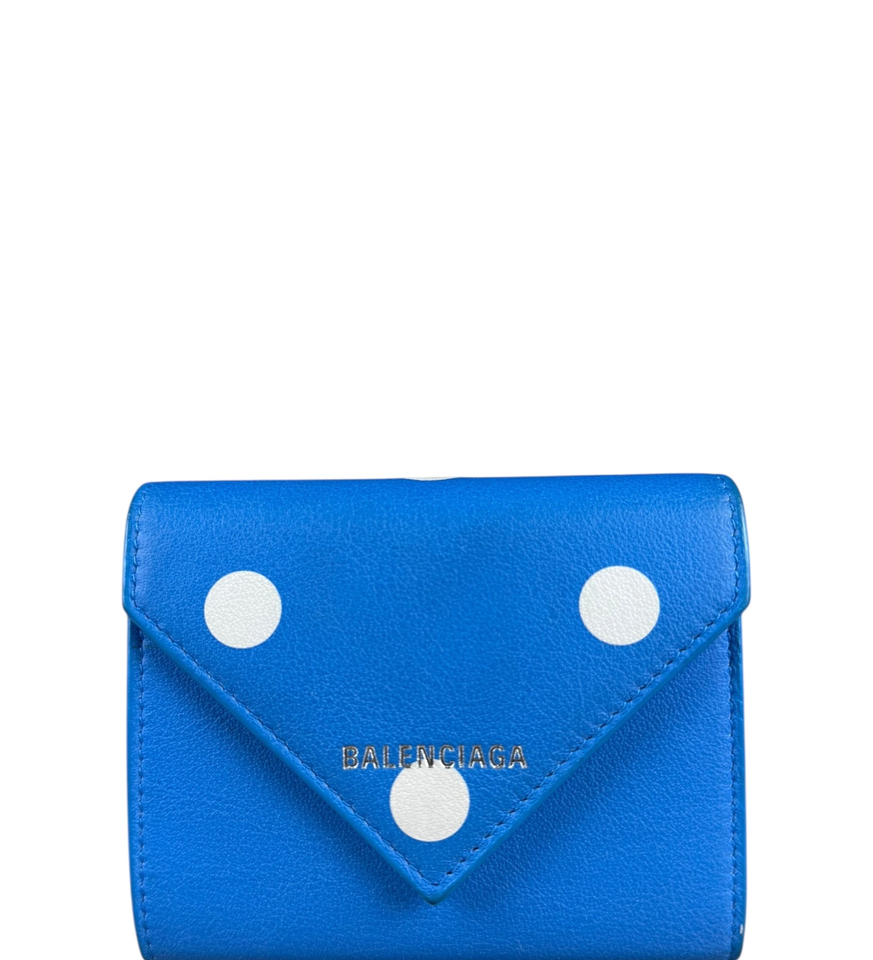 Balenciaga Blue Polka Dot Tri-Fold Wallet