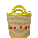 Marni Tropicalia Mini Bucket Bag Raffia with Yellow Trim