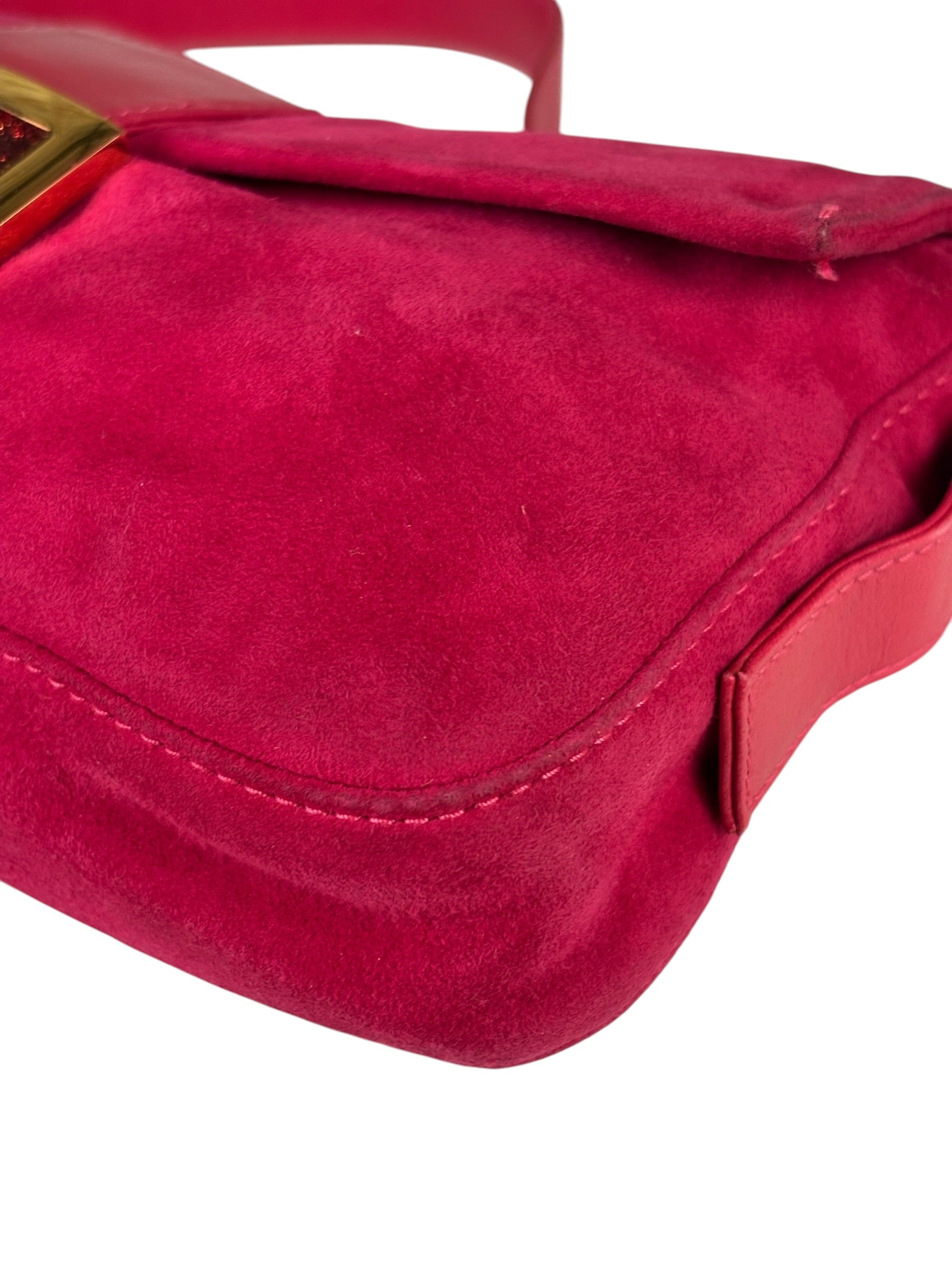 Fendi Pink Suede/Leather Trim Baguette