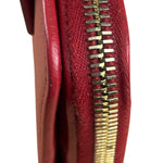 Yves Saint Laurent Red Leather Bifold Zip Mini Wallet
