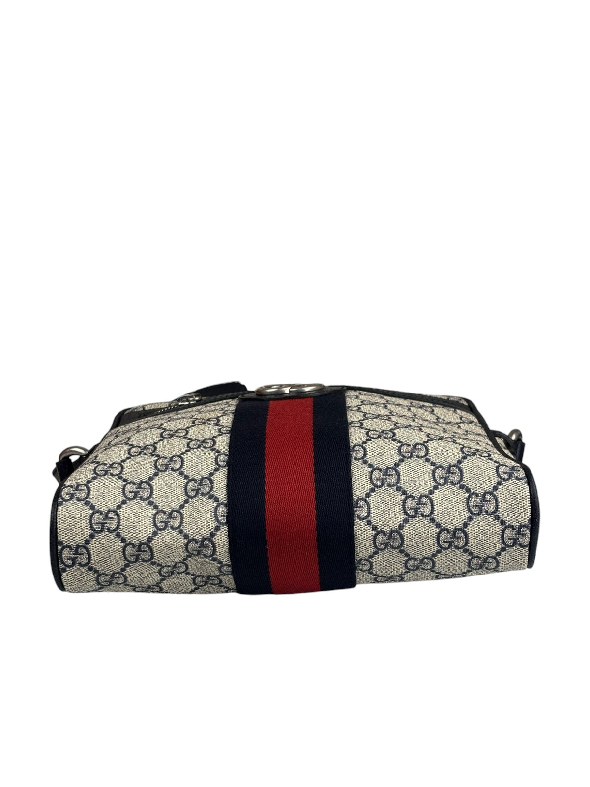 Gucci Navy Leather GG Supreme Ophidia Small Messenger Bag