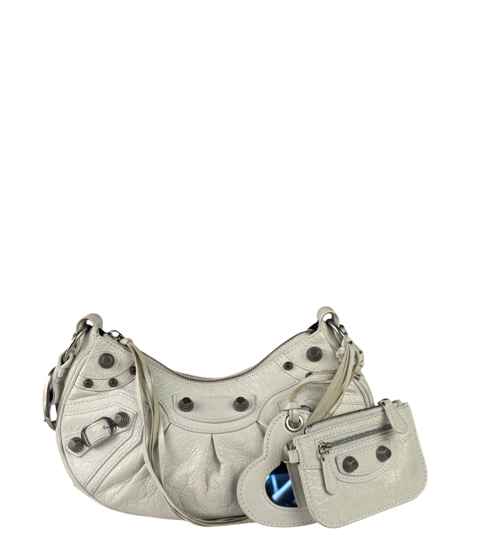Balenciaga White Lambskin Le Cagole Shoulder Bag