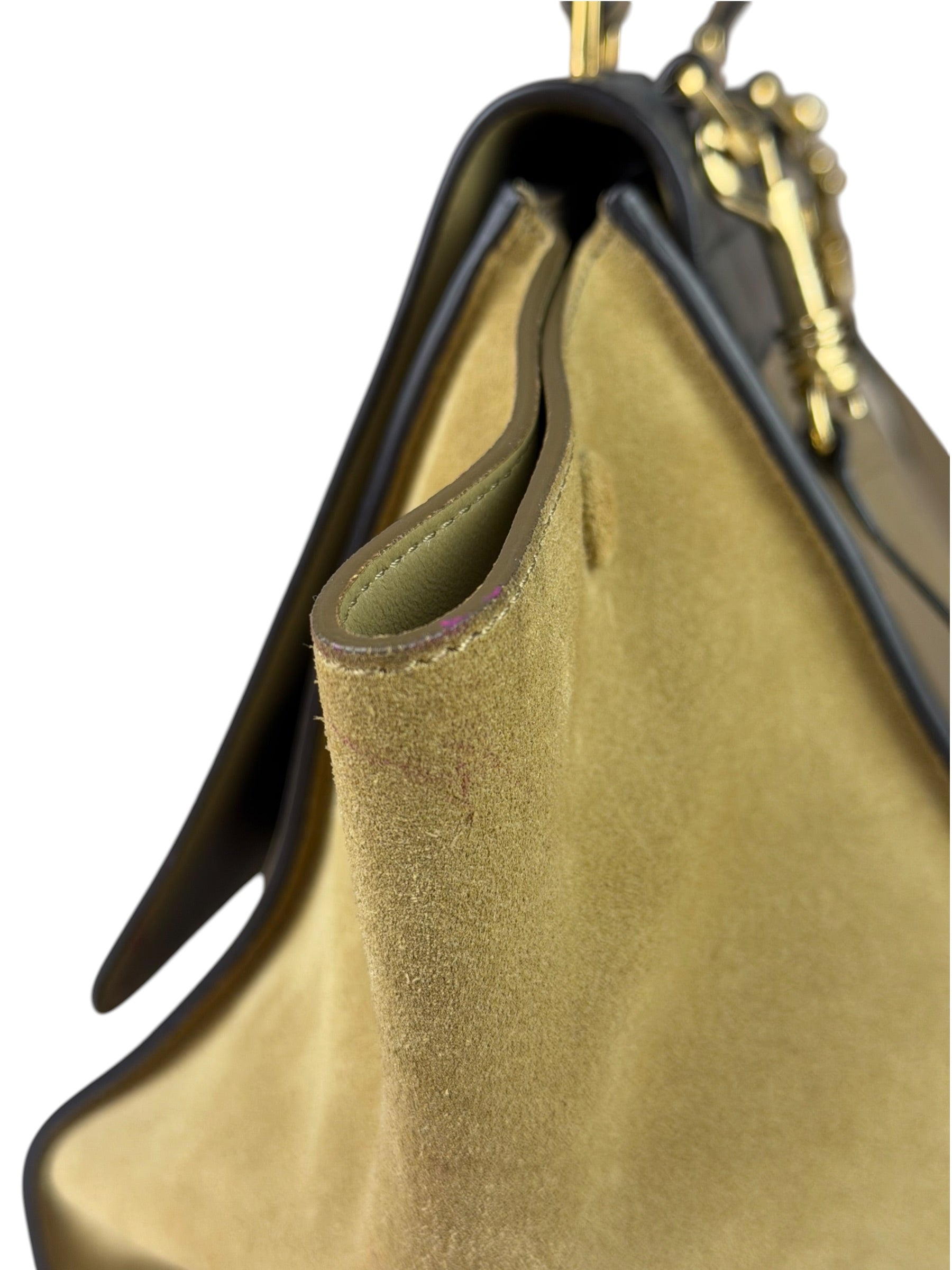 Celine Tri-Color Beige Leather/Suede Trapeze Medium Two-Way Bag