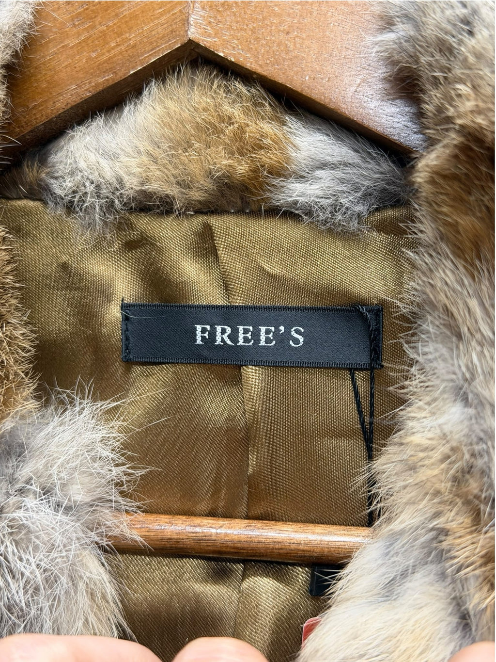 Vintage Free's Beige Brown Rabbit Fur Coat
